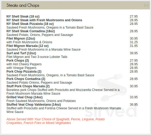 Louie & Johnnie's Ristorante Primavera menu in Yonkers, New York, USA