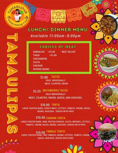 Tamaulipas Tacos Tortas Y Mas menu in Irving, Texas, USA