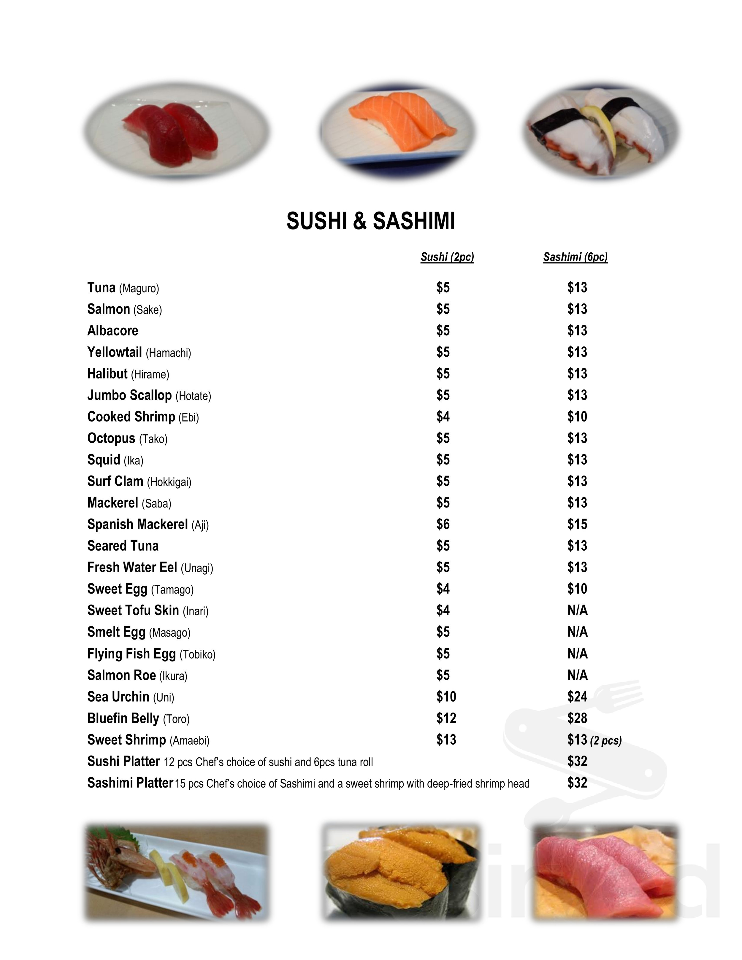 Wazabi Sushi Orange menus in Orange, California, United States