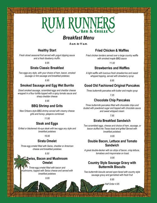 Rum Runners Bar & Grille menu in St Pete Beach, Florida, USA