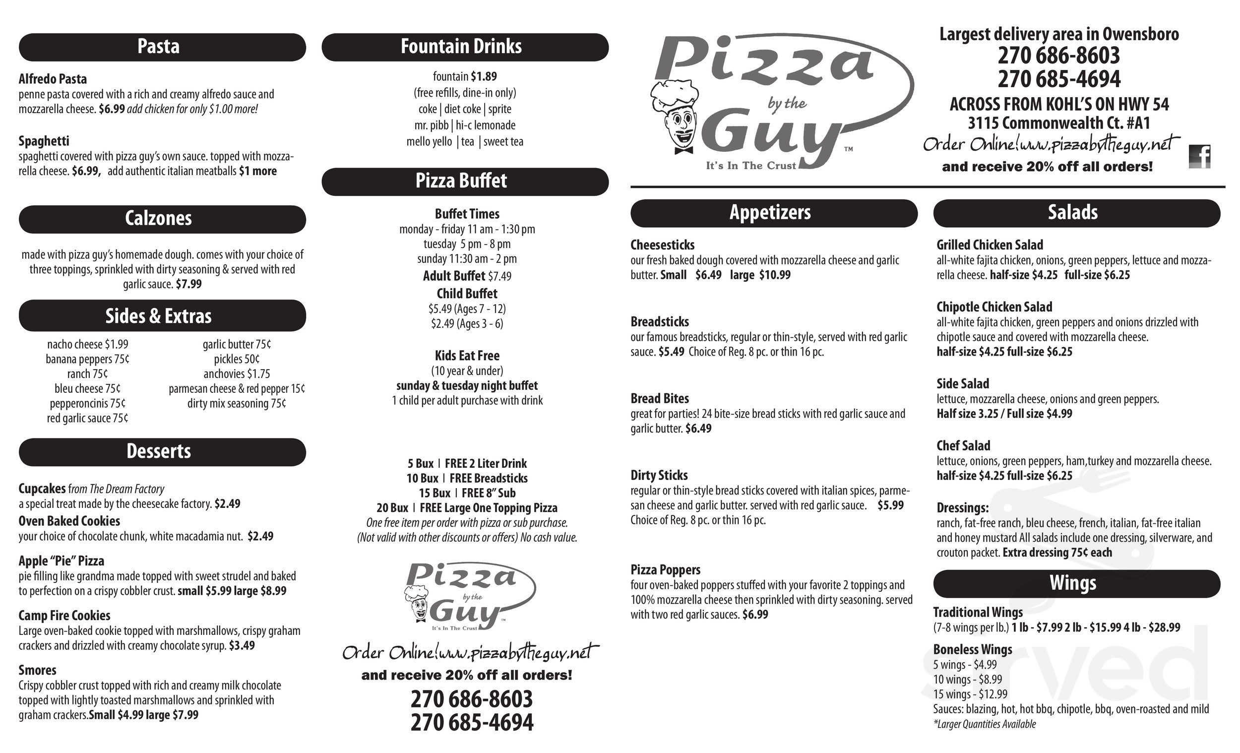 Pizza By The Guy menu in Owensboro, Kentucky, USA