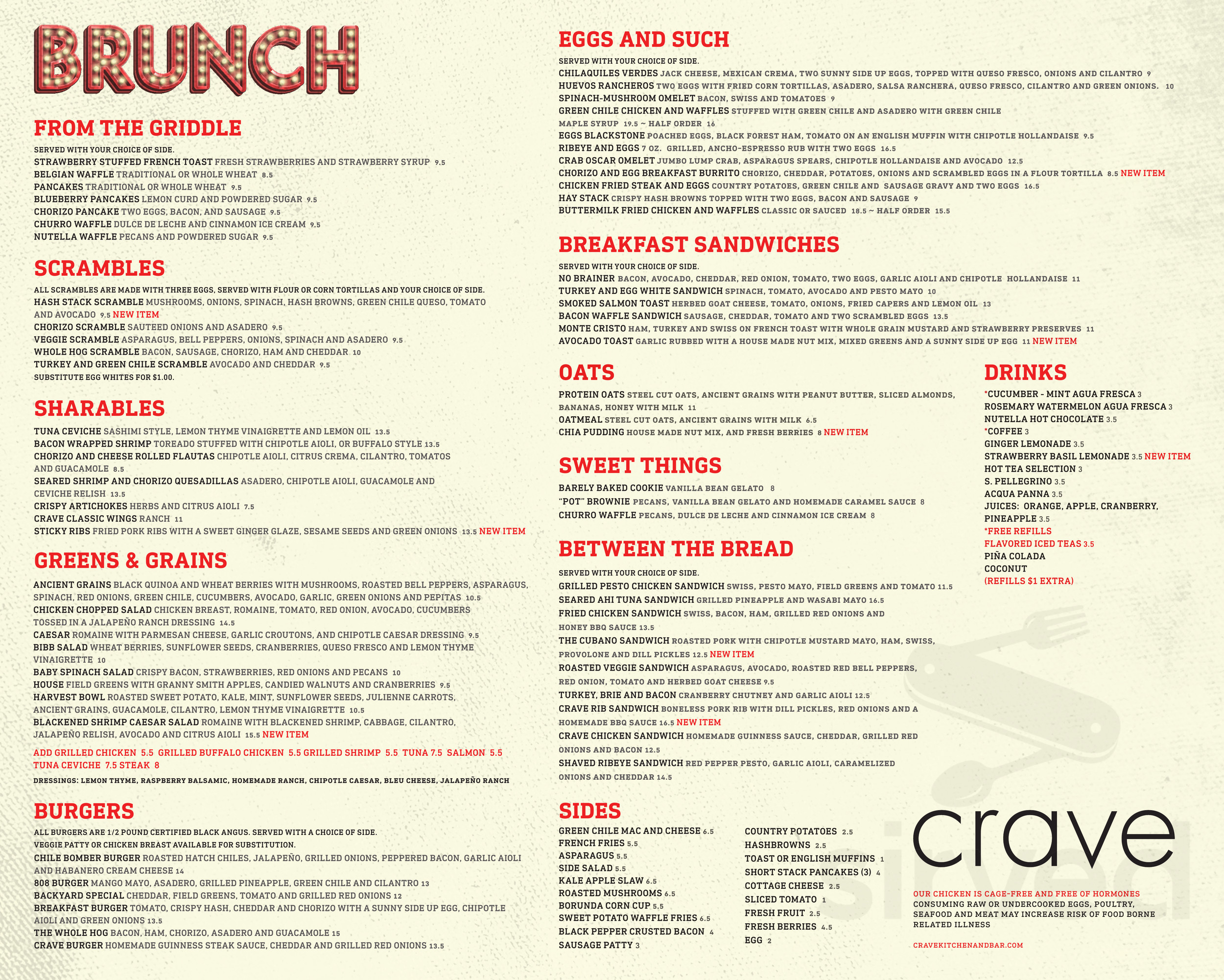 Menu - El Paso TX's Crave Kitchen & Bar | Sirved