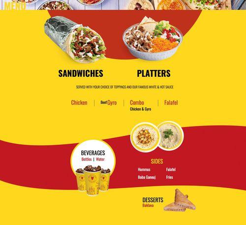 The Halal Guys menu in Skokie, Illinois, USA
