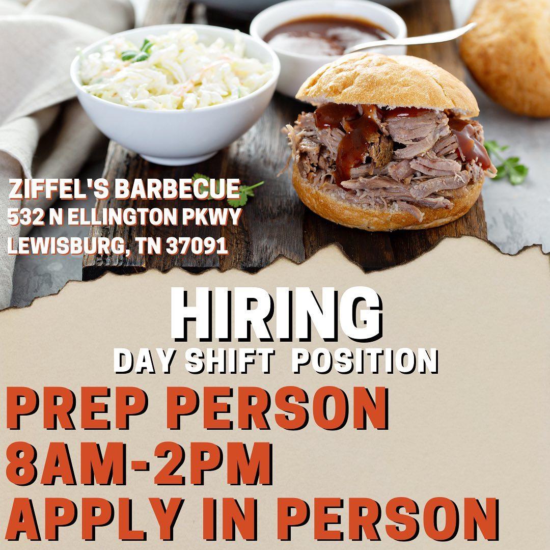 Ziffel's Barbecue menu in Lewisburg, Tennessee, USA