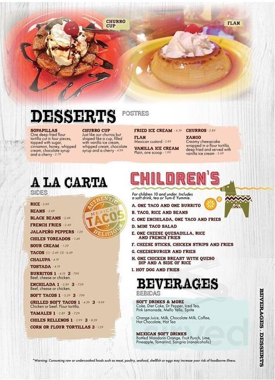 Pancho Mexican Restaurant Vinton menus in Vinton, Virginia, United States