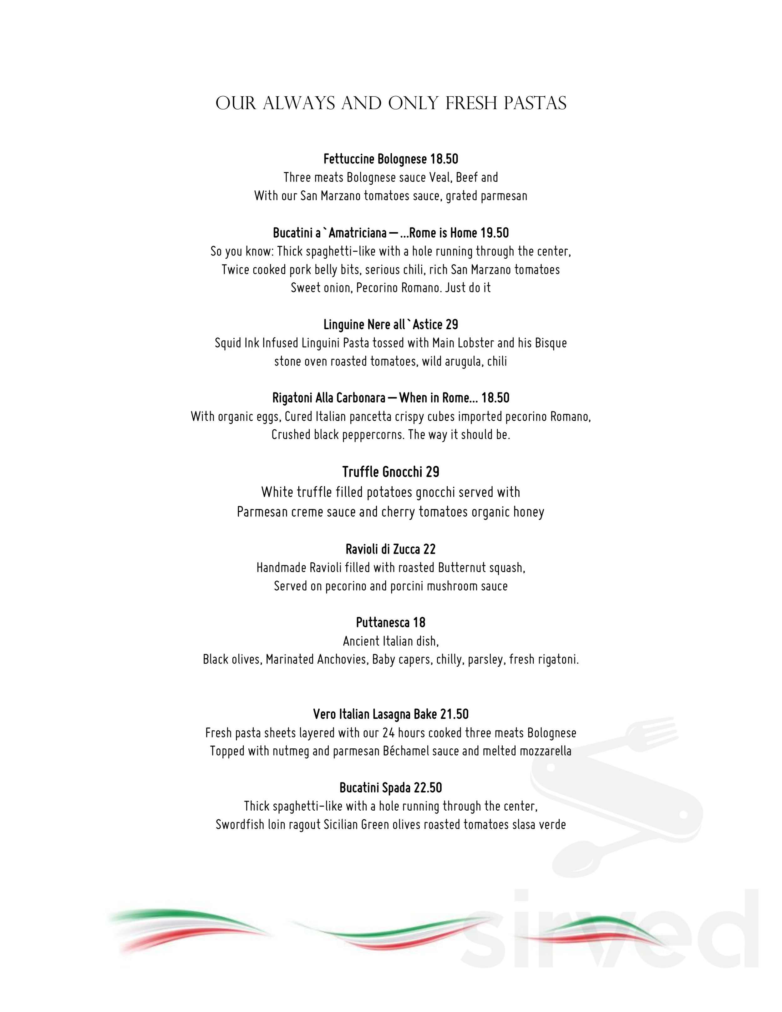 Vero Italian menus in Miami, Florida, United States