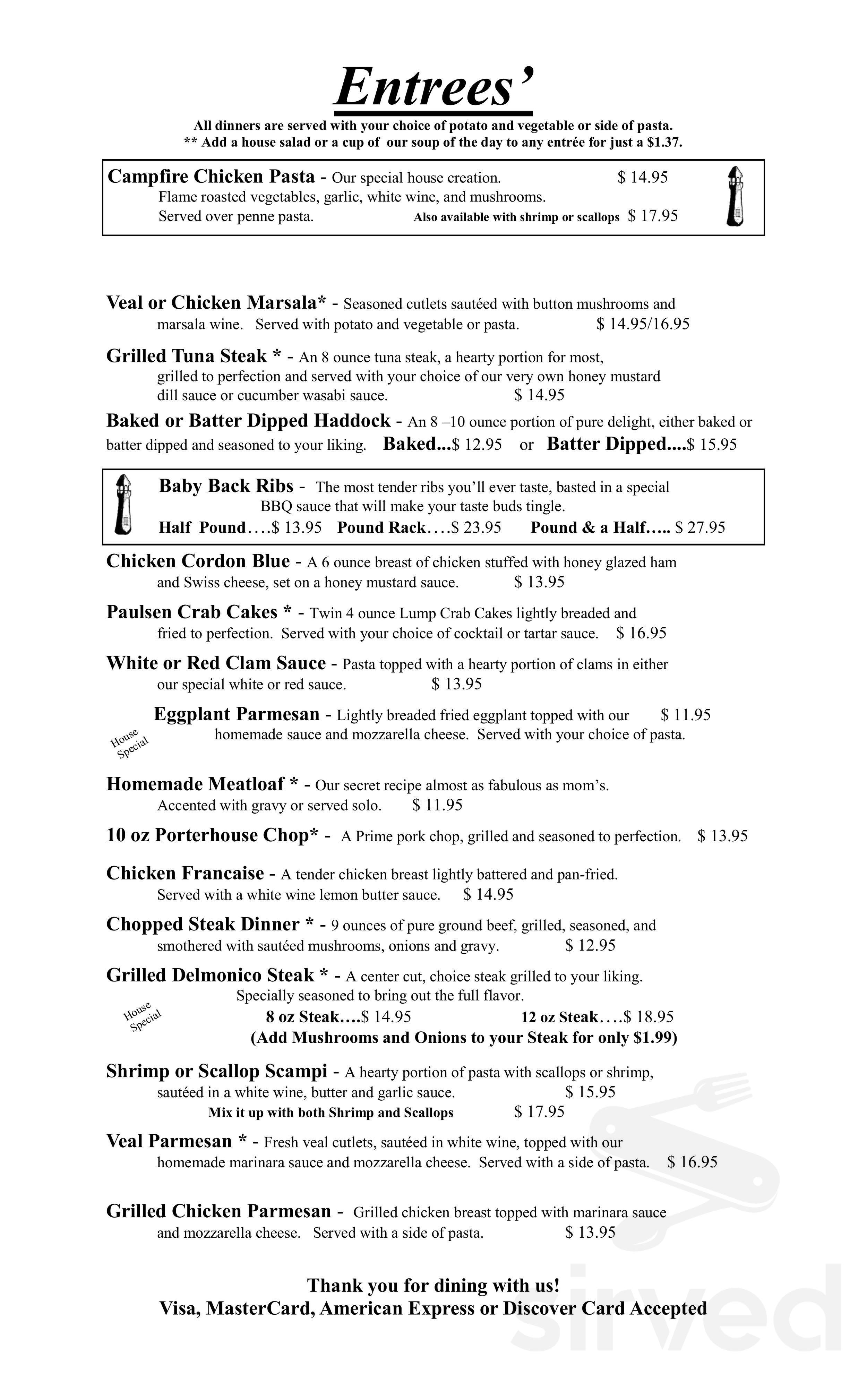 Menu - Union Dale PA's The Beacon Bar & Grill | Sirved