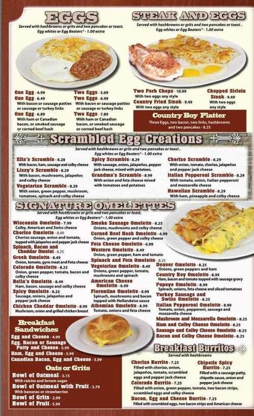 Ricky's Pancake House menu in Avon, Indiana, USA