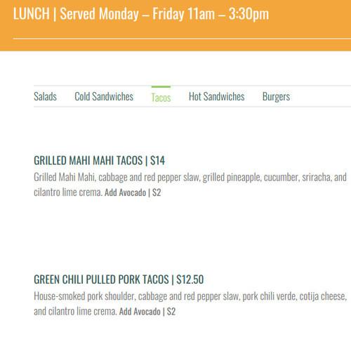 Jam! menu in Bozeman, Montana, USA