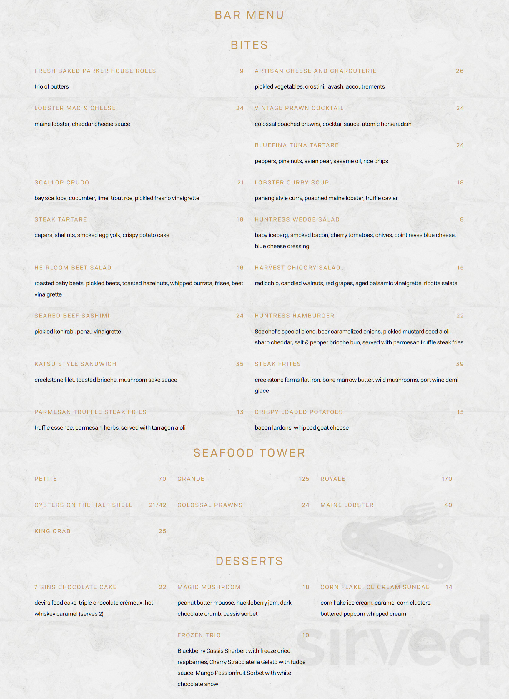 Huntress Menus In San Diego California United States menu-at-88mph-club-canberra