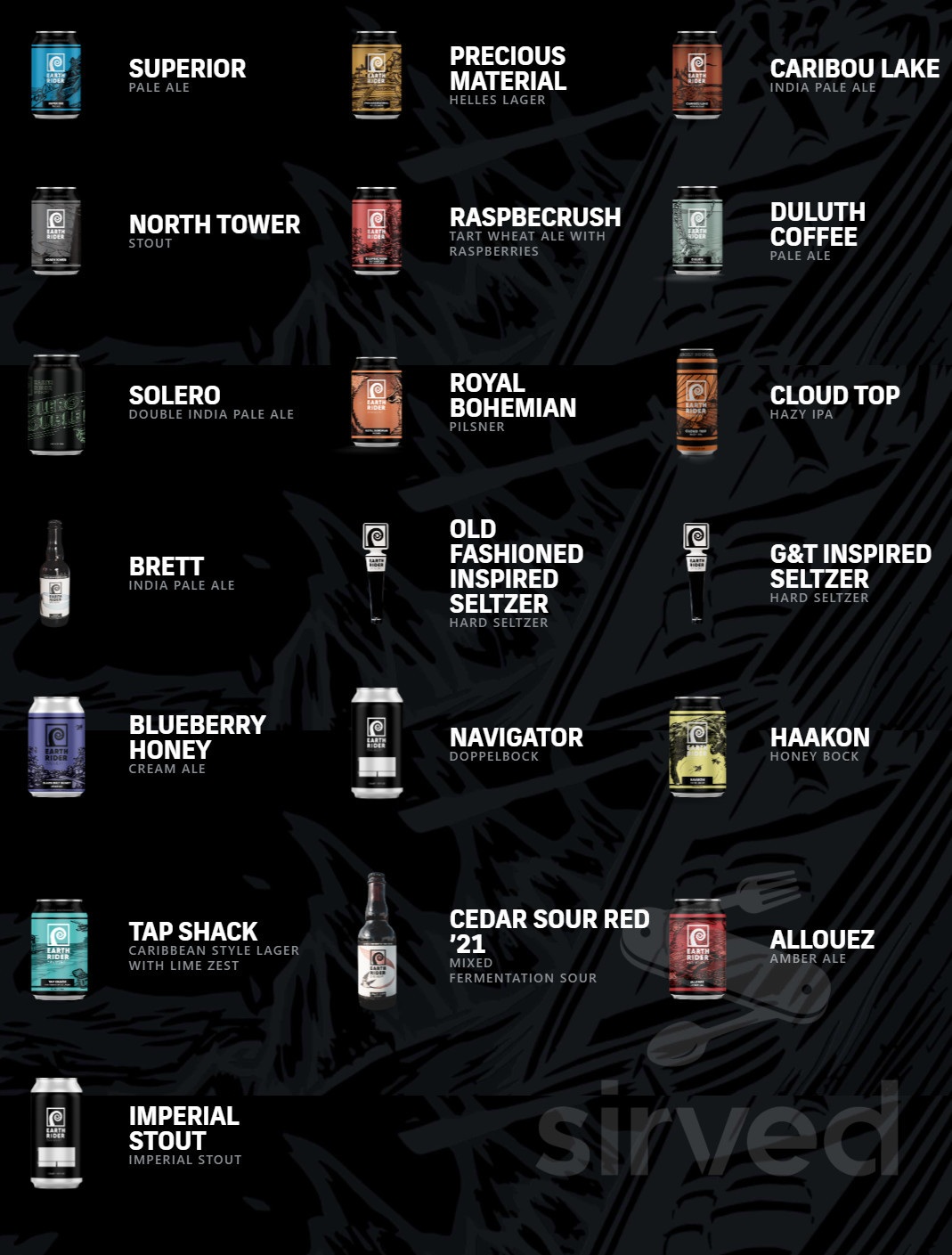 Menu - Superior WI's Earth Rider Brewery | Sirved