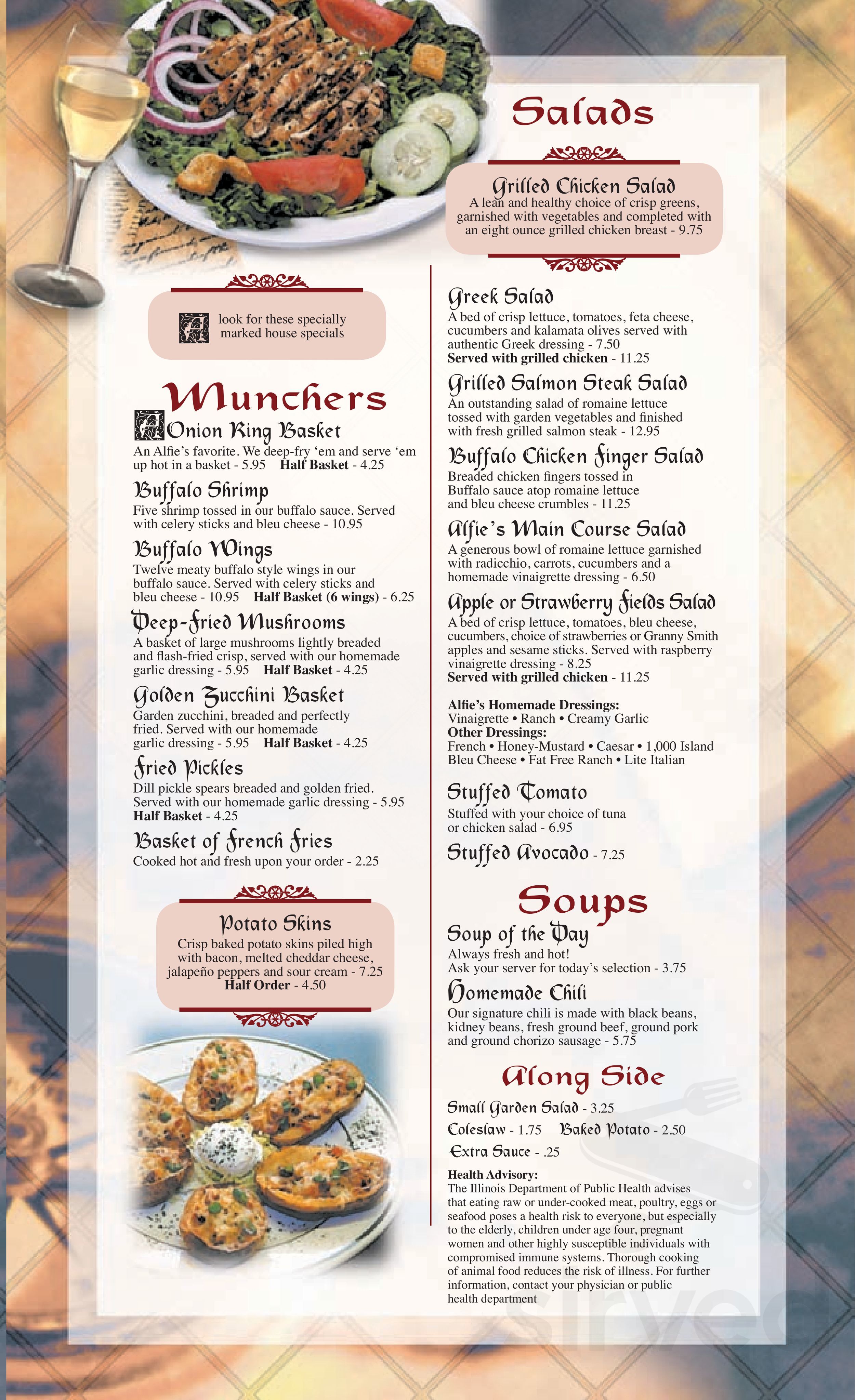 Alfie's Inn menu in Glen Ellyn, Illinois, USA