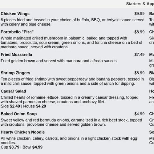 Mallory Hill Country Club Restaurant menu in The Villages, Florida, USA