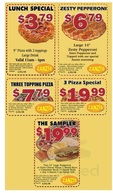 Menu - Grove City OH's Zanzis Pizza Grove City | Sirved