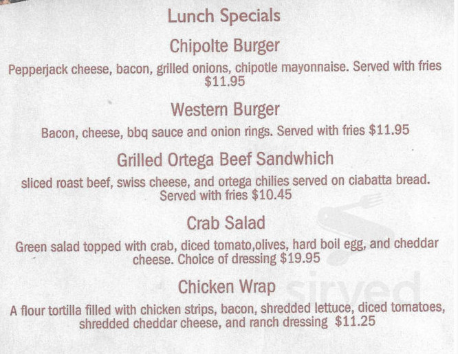 The Cutten Chalet menus in Eureka, California, United States
