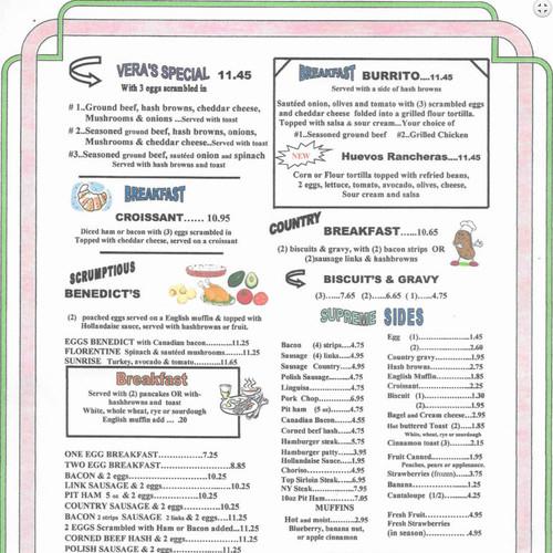 The Cutten Chalet menu in Eureka, California, USA