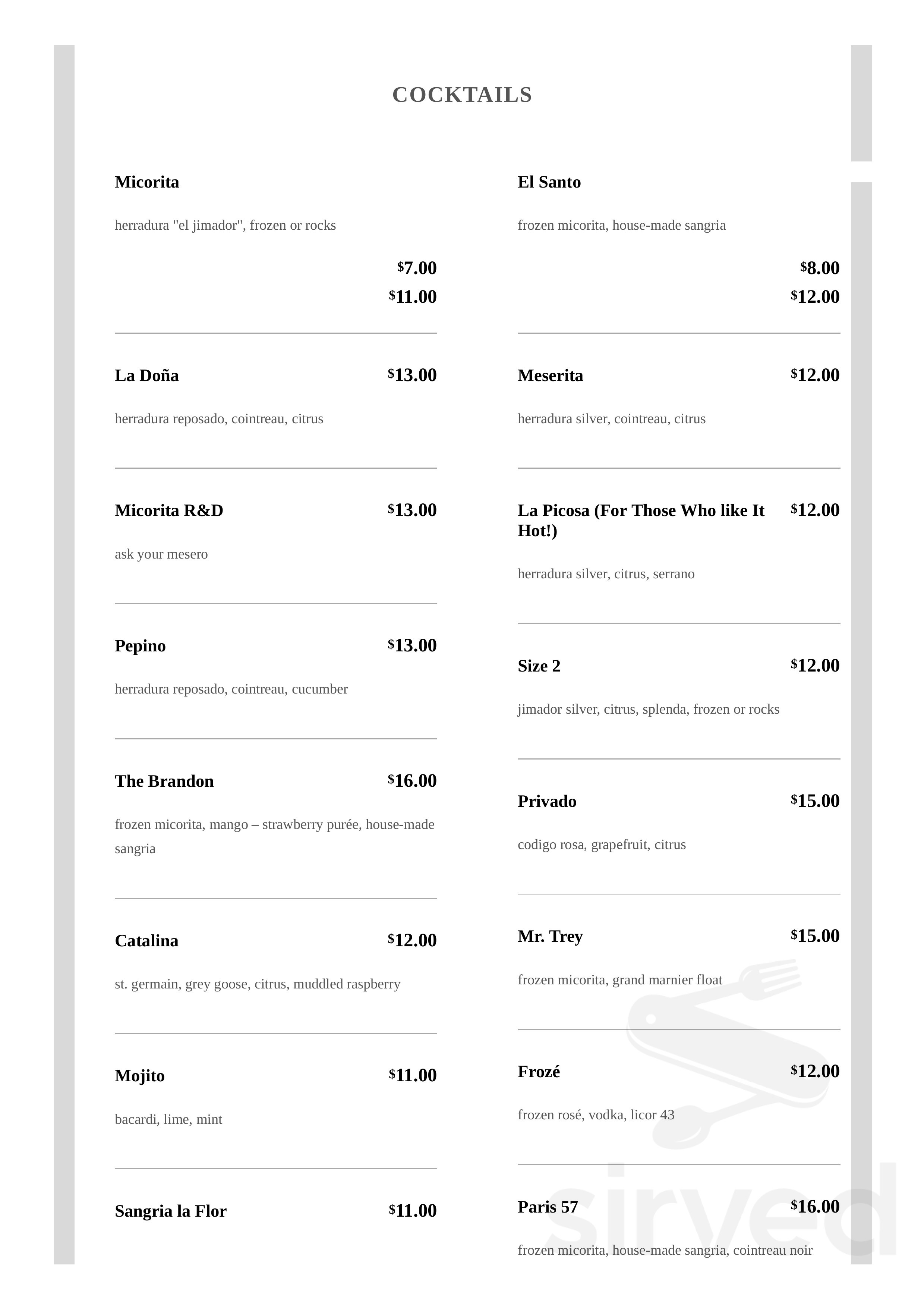 Mesero - Legacy West menus in Plano, Texas, United States