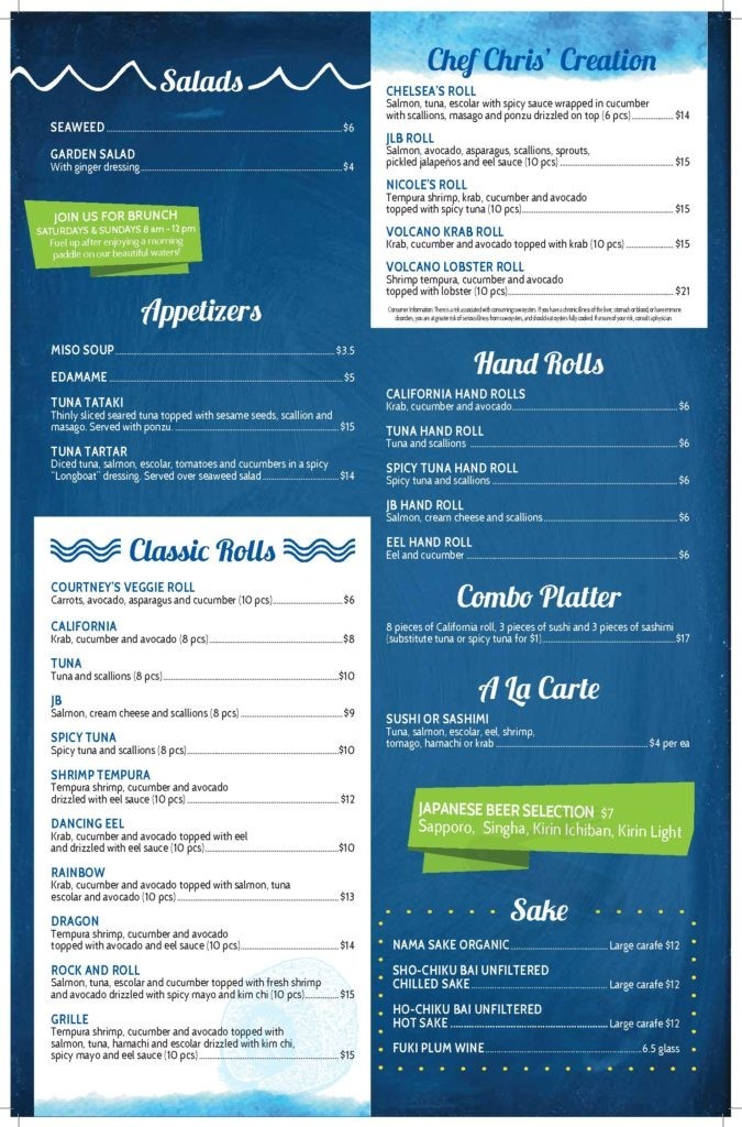 Johnny Longboats menu in Riviera Beach, Florida, USA