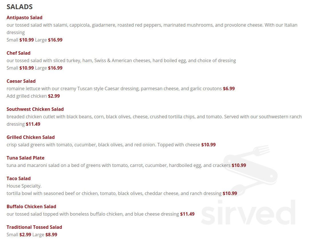 Marcella's Restaurant menu in Glenville, New York, USA