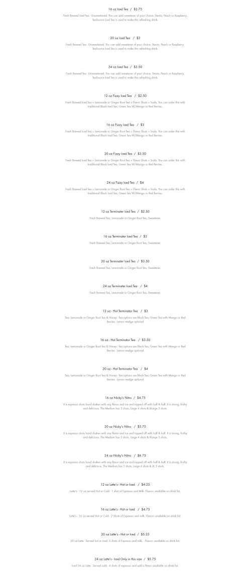 Go Set Ready Coffee menu in Benson, Minnesota, USA