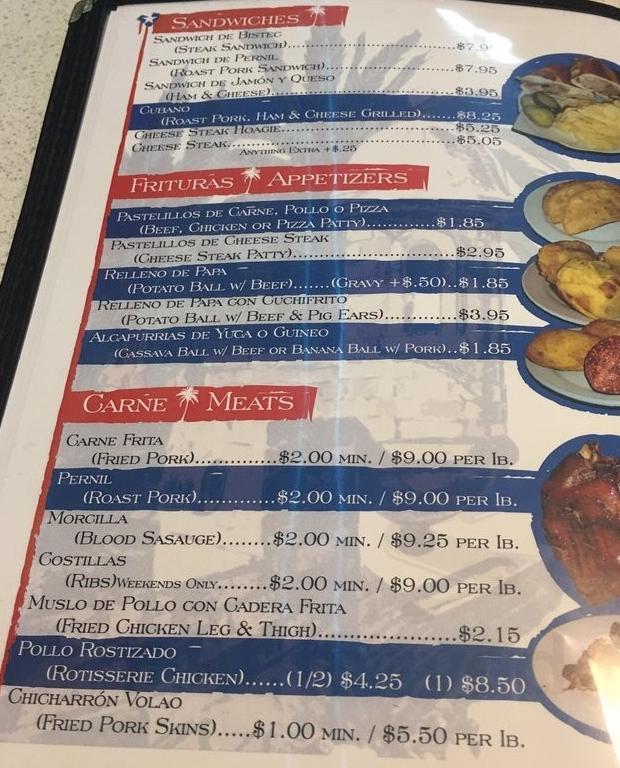 Freddy & Tony's Restaurant menu in Philadelphia, Pennsylvania, USA
