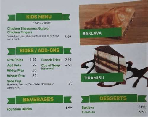 Zeus Express Menu Zeus Express U Pak IT menu in Lake Charles, Louisiana, USA
