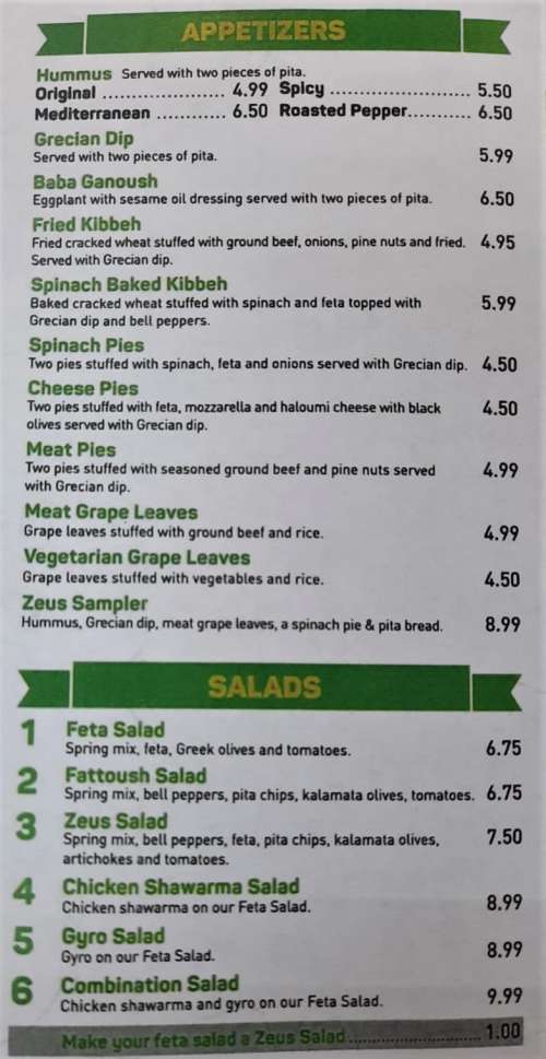 Zeus Express Menu Zeus Express U Pak IT menu in Lake Charles, Louisiana, USA