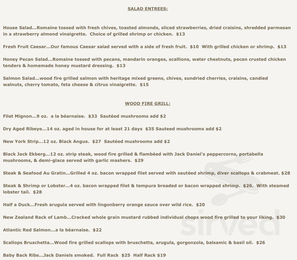 Stonehouse Restaurant & Lounge menu in Escanaba, Michigan, USA
