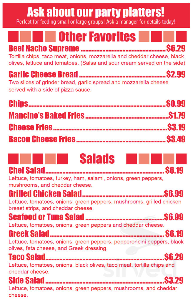 Mancino's of Glasgow menus in Glasgow, Kentucky, United States