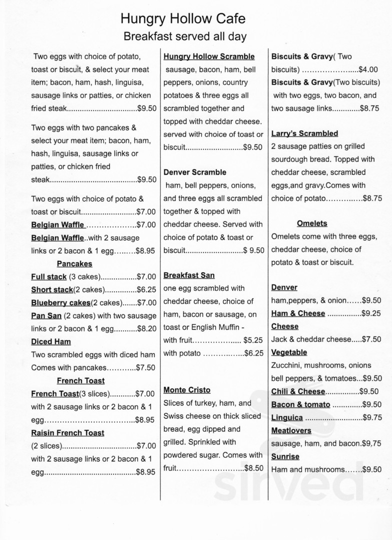 Hungry Hollow menu in Carmichael, California, USA