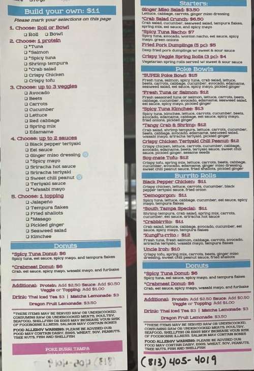 Poke Burri / Lifting Noodles Ramen menu in Houston, Texas, USA