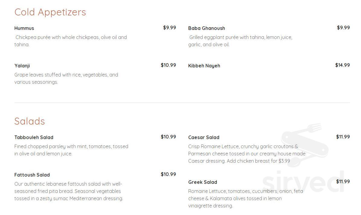 Harmony Restaurant menus in Calgary, Alberta, Canada