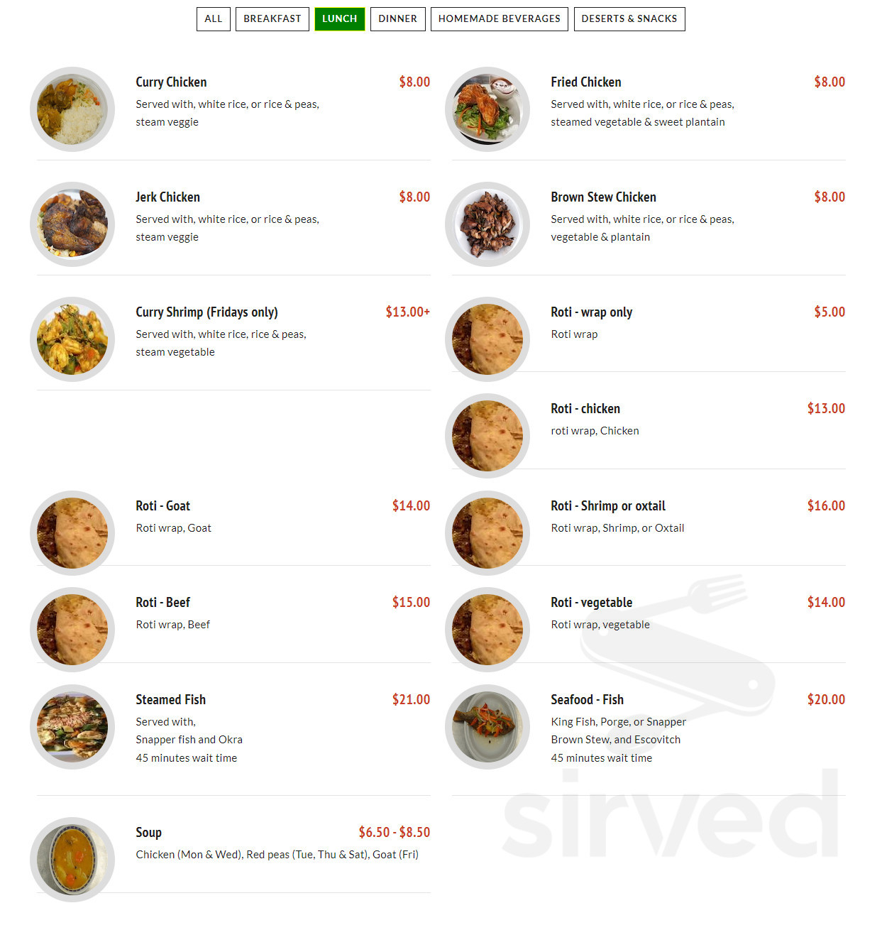 Jamaican Country Kitchen menu in Hyattsville, Maryland, USA
