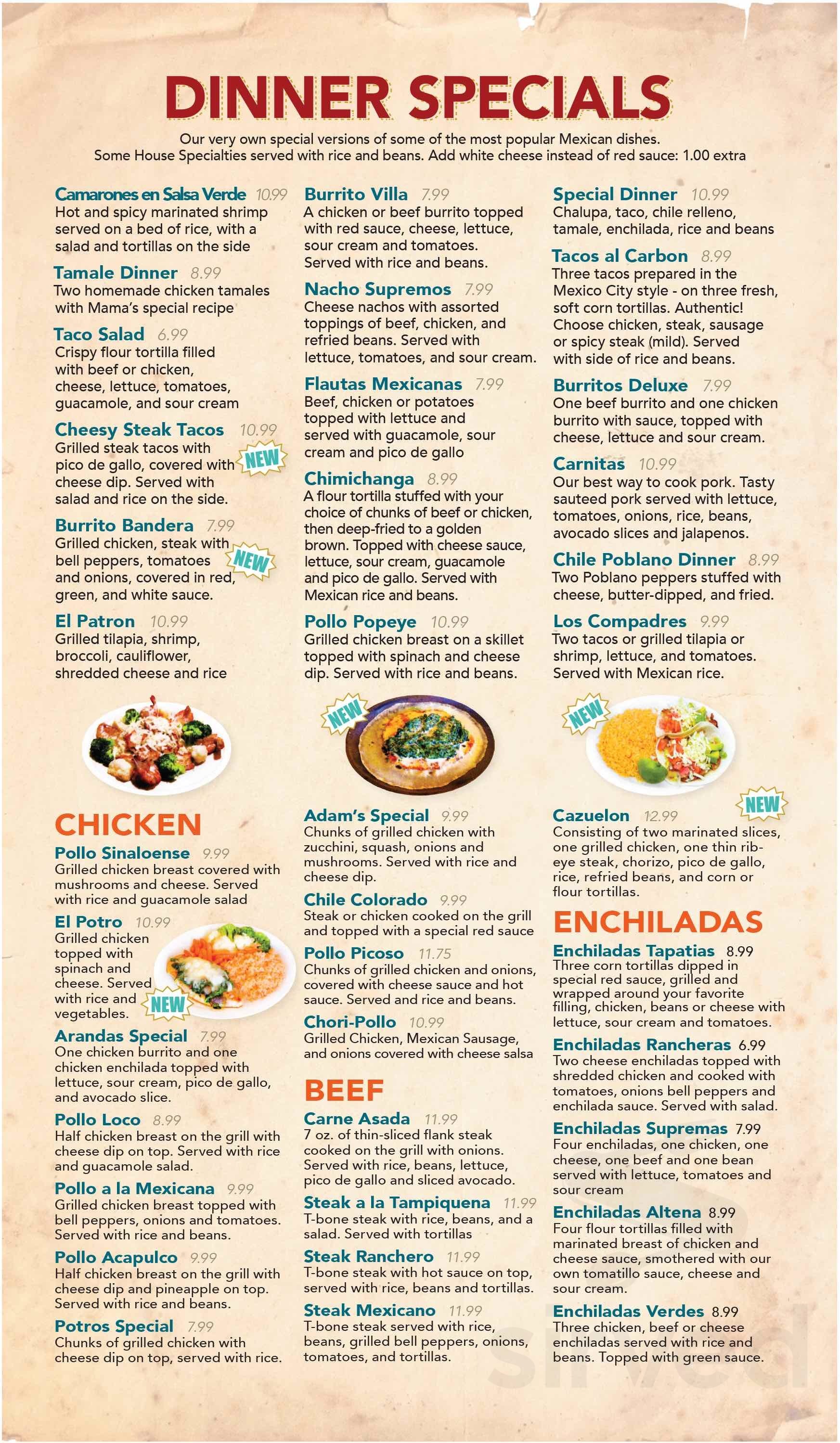 Los Potros Mexican Restaurant menus in East Ridge, Tennessee, United States