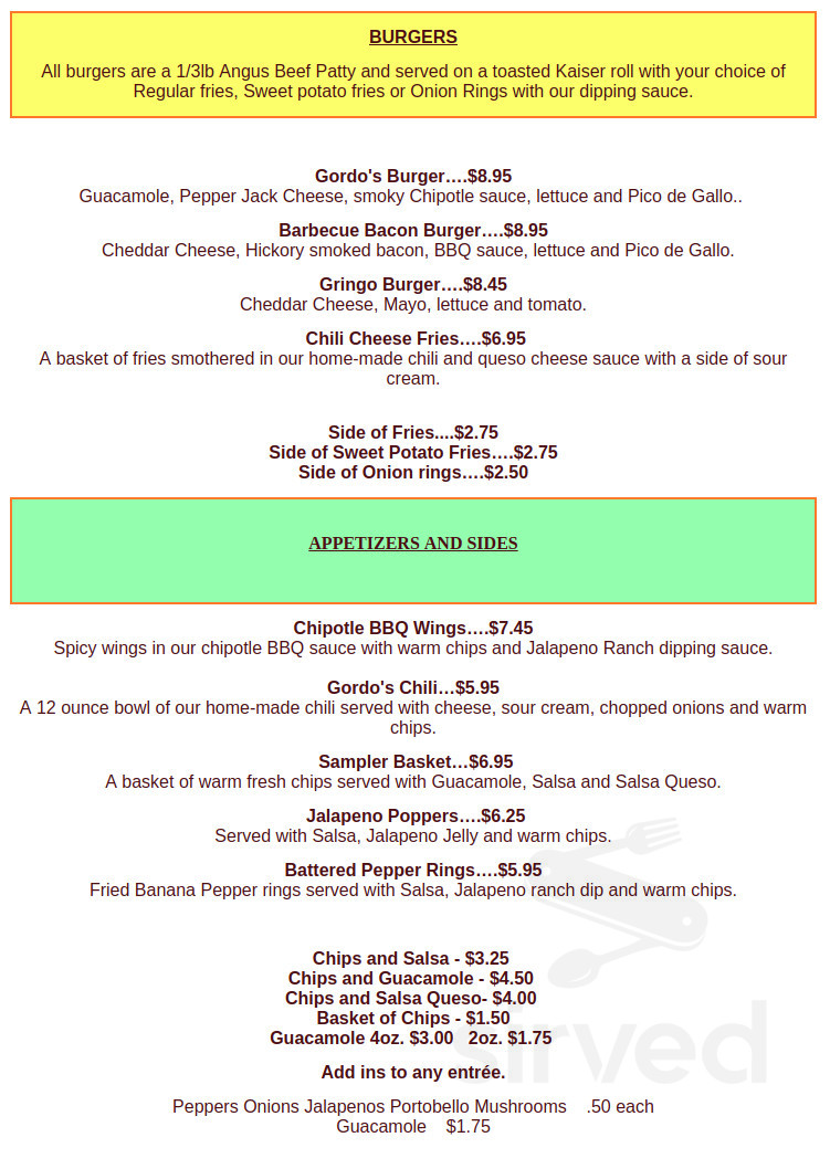 Gordos Burritos and Tacos menus in Raymond, New Hampshire, United States
