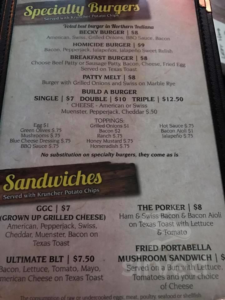 The View Tavern Menu In South Bend Indiana Usa The View Tavern Menu In South Bend Indiana Usa