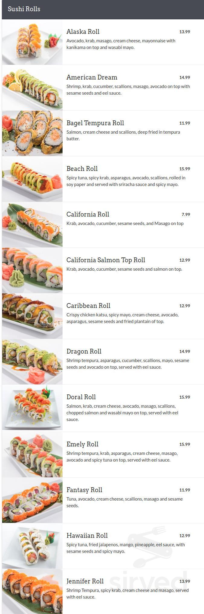 Sushi on sale runner menu