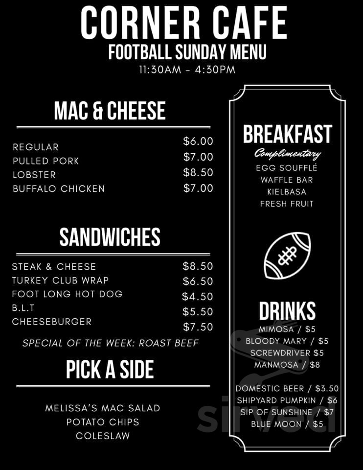 Corner Cafe menu in Wallingford, Connecticut, USA