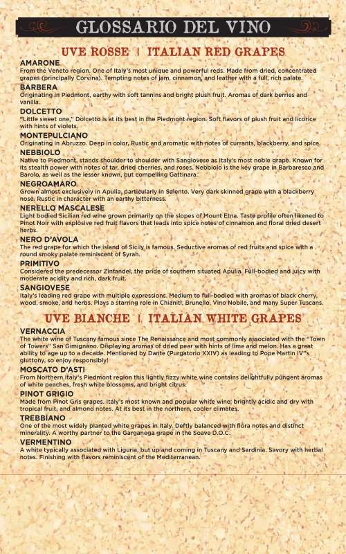 Esposito's Italian Restaurant And Bar menu in Tampa, Florida, USA