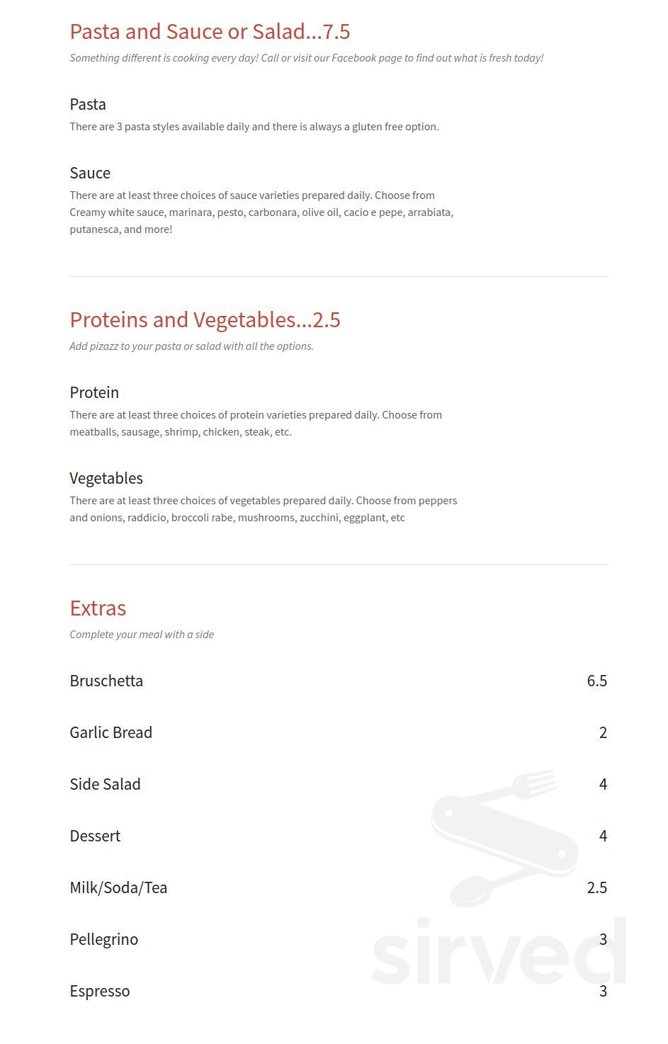 Eleanor's Pasta KITCHEN menu in Lake Placid, New York, USA