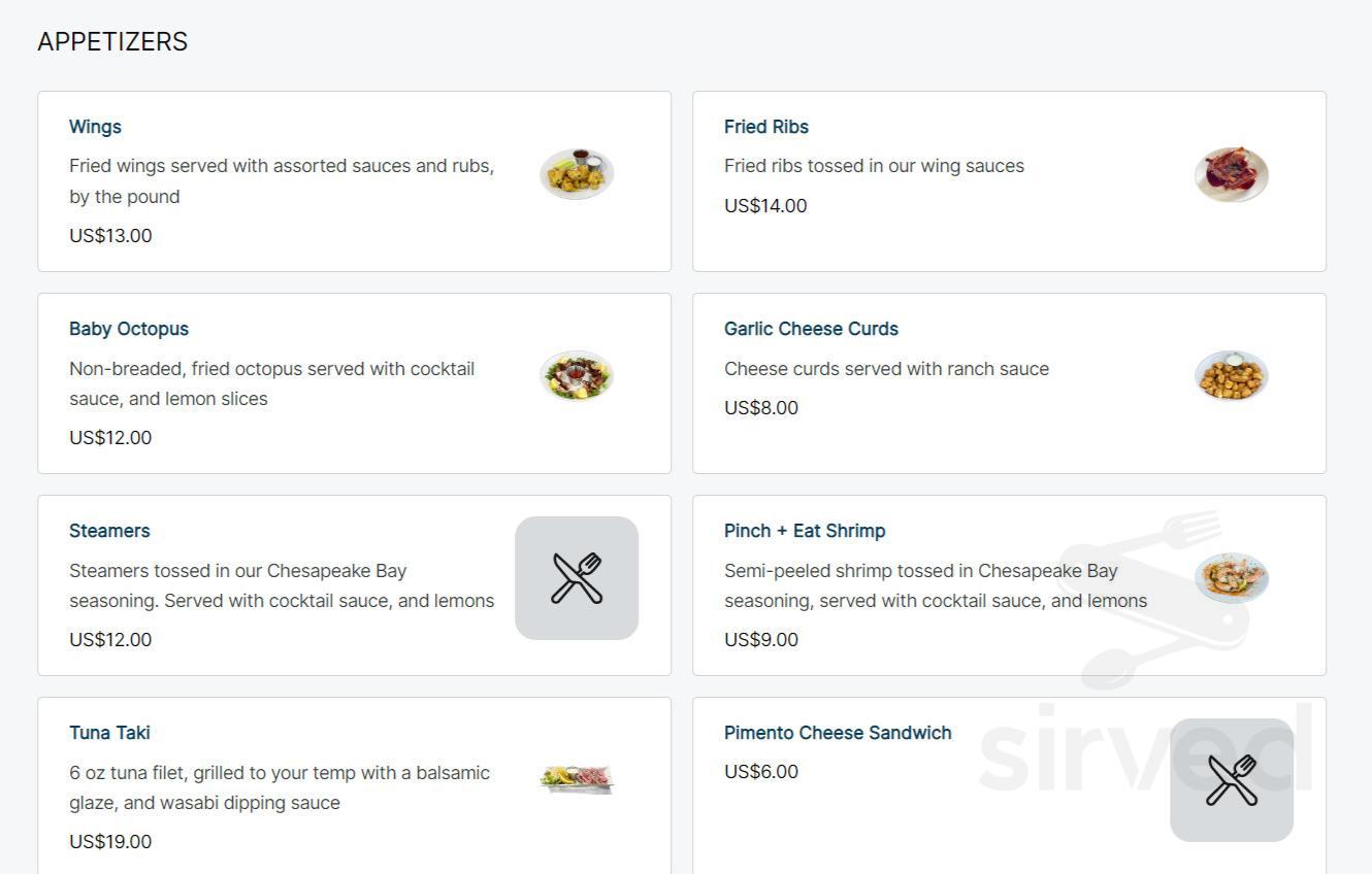 Paul's of Oak Island menu in Oak Island, North Carolina, USA