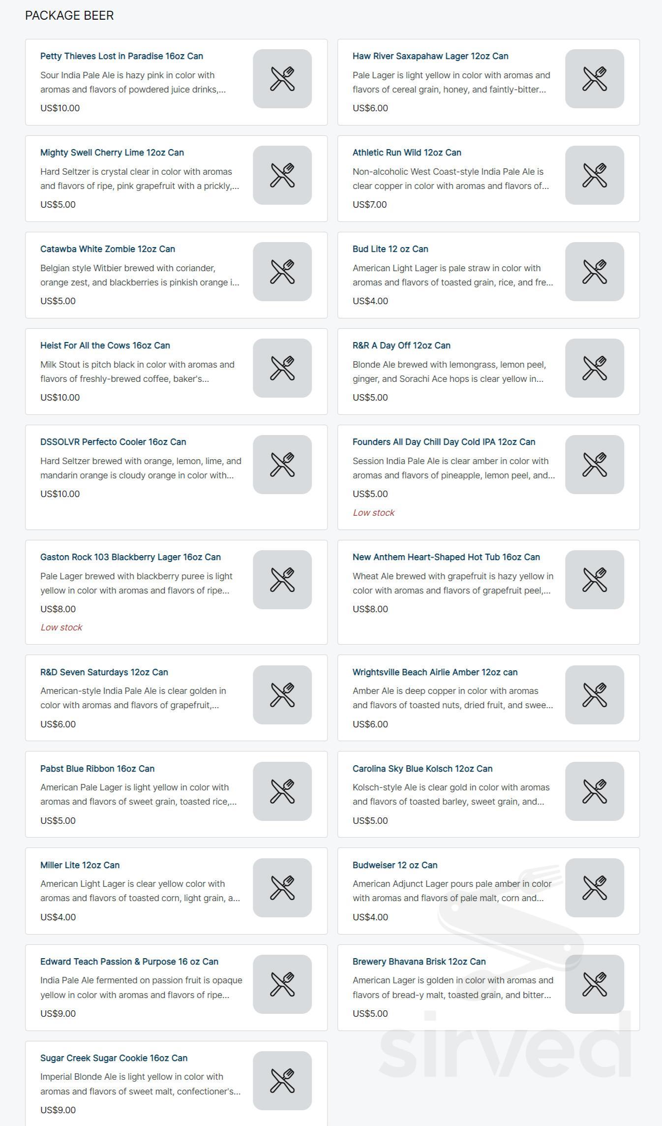 Paul's of Oak Island menu in Oak Island, North Carolina, USA