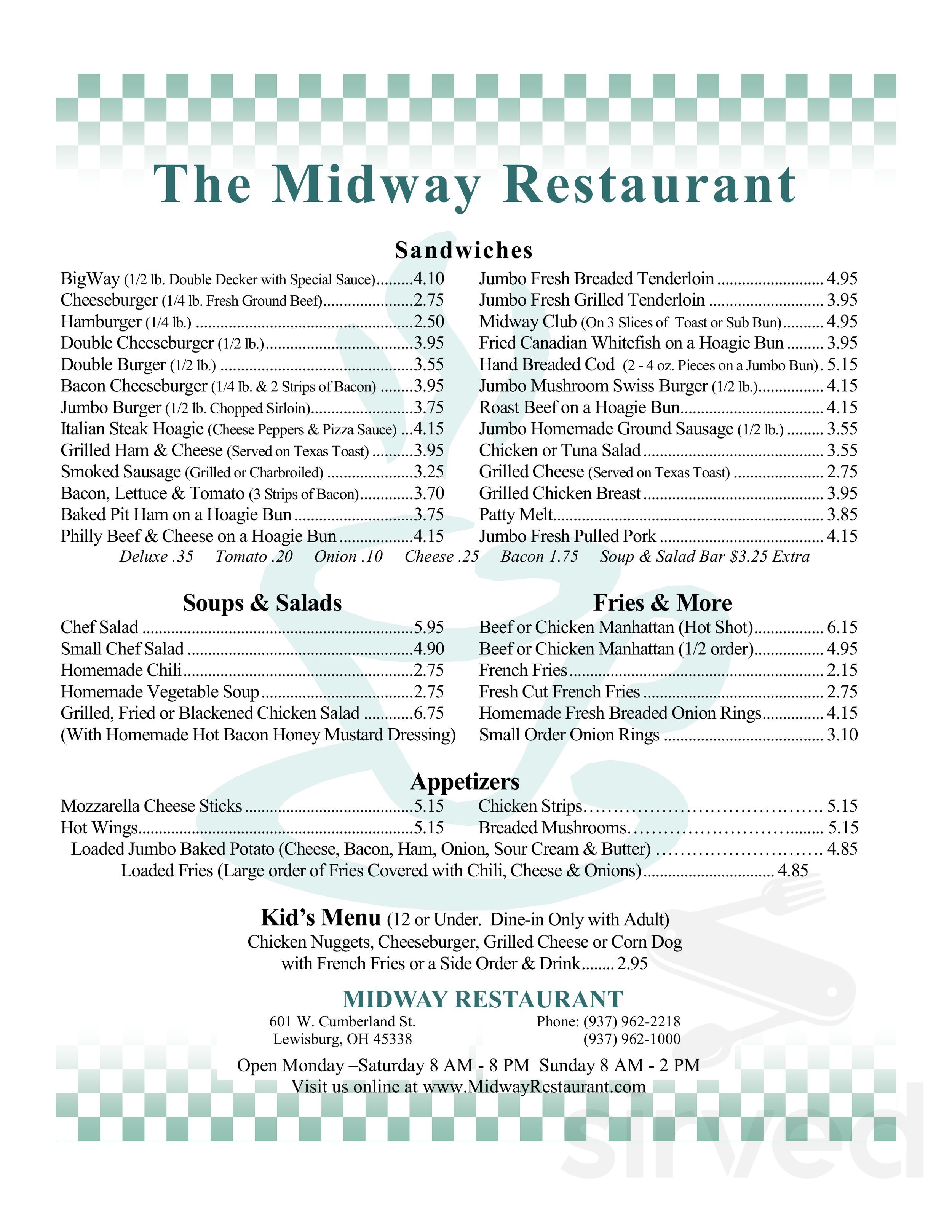 Midway Restaurant menu in Lewisburg, Ohio, USA