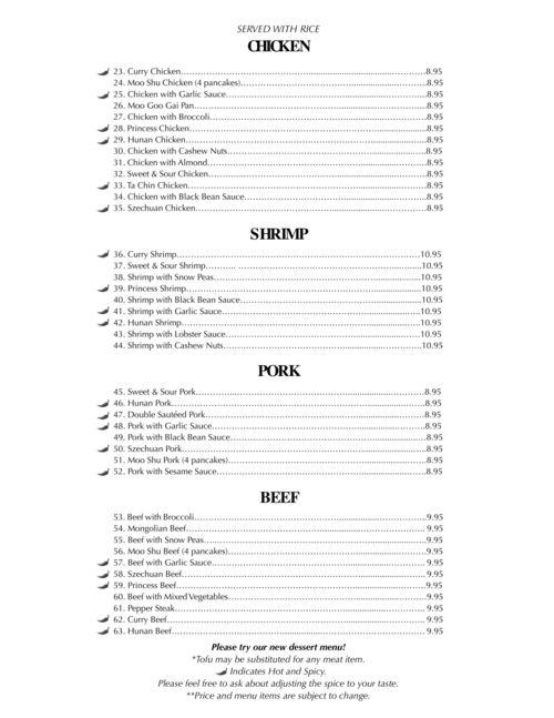 Yummy Chinese Restaurant menu in Greeley, Colorado, USA