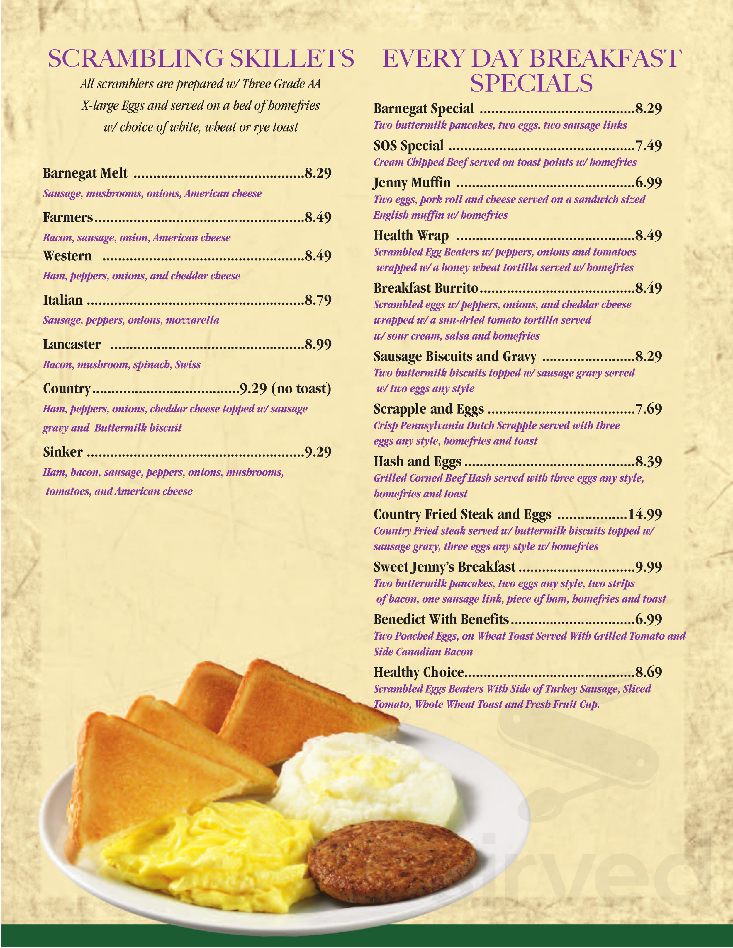 Menu for Sweet Jenny's in Barnegat, New Jersey, United States