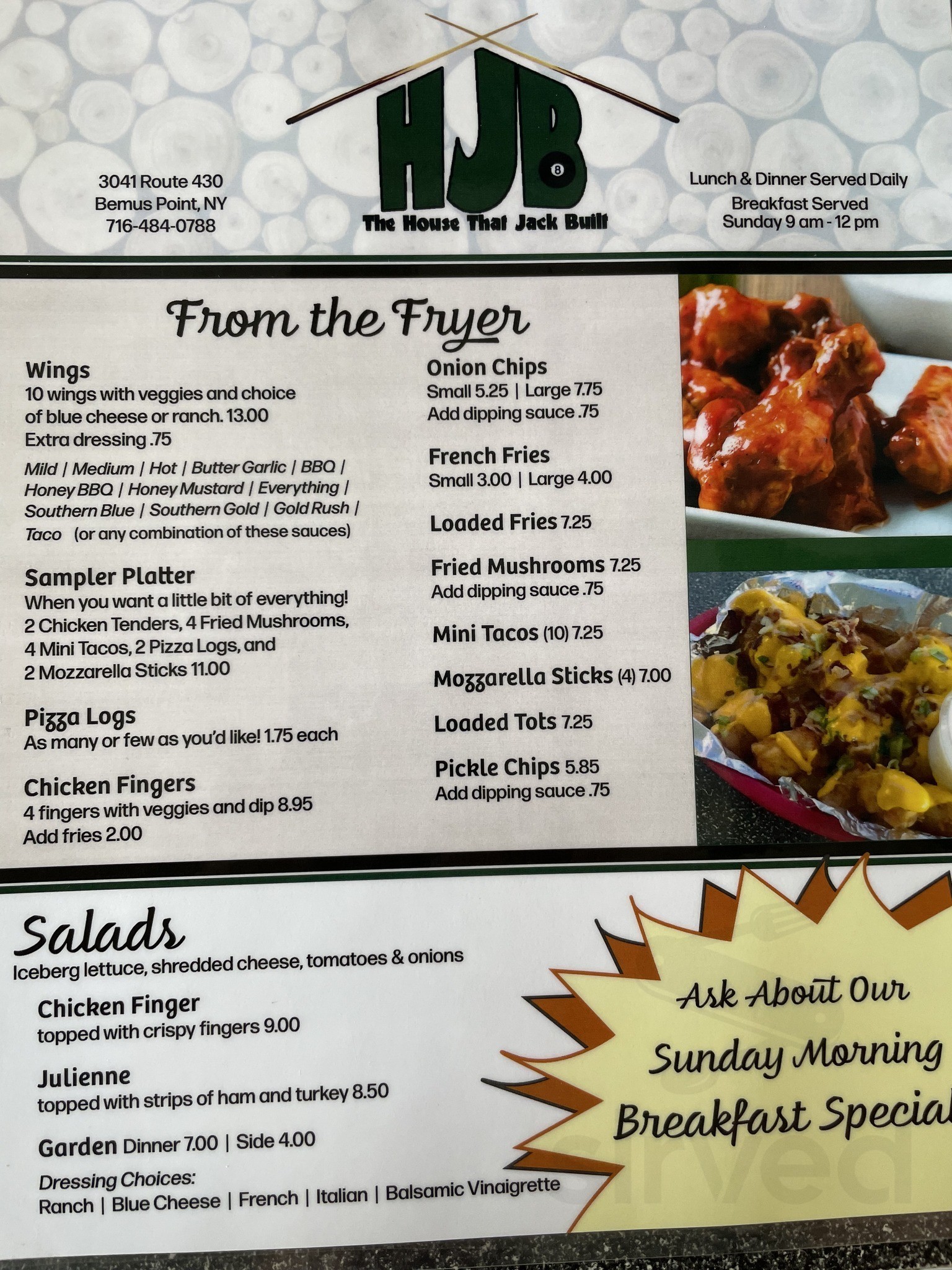 Menu - Bemus Point NY's House That Jack Built Bar | Sirved