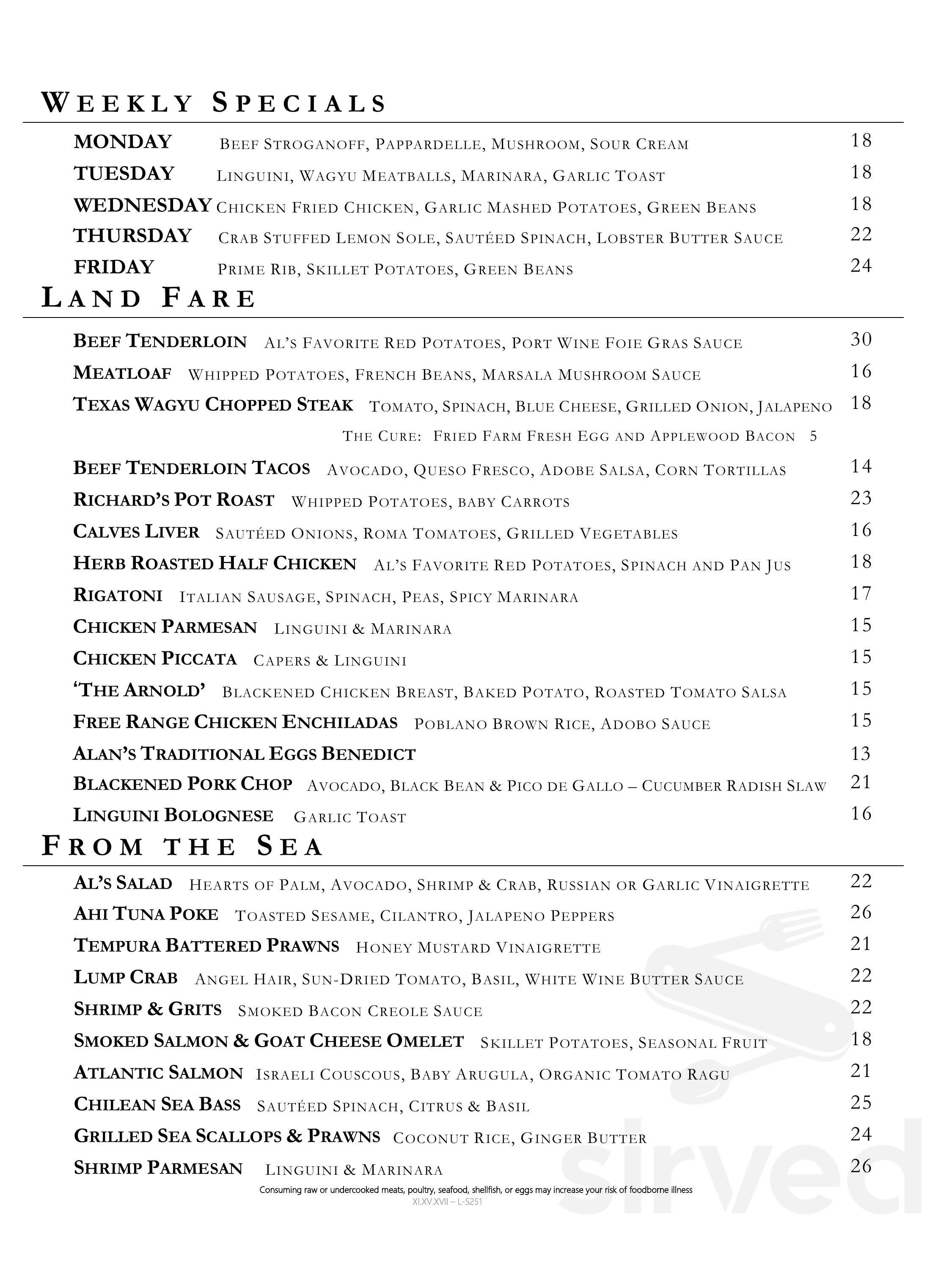 Al Biernat's menus in Dallas, Texas, United States