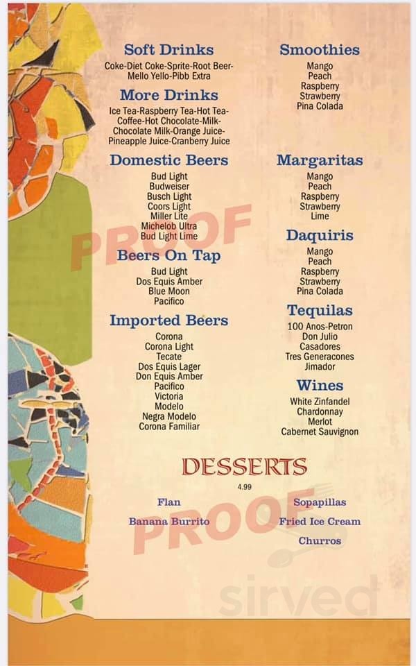 Taqueria el tapatio menu in Spencer, Iowa, USA