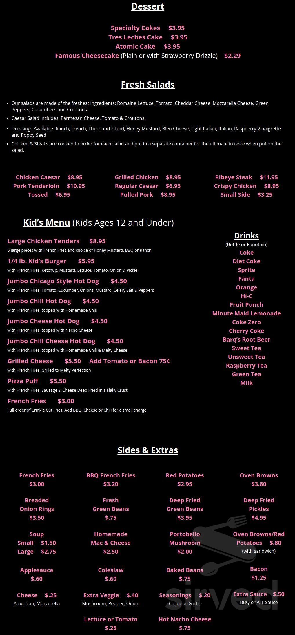 The Original Hog Wild menu in Midlothian, Illinois, USA
