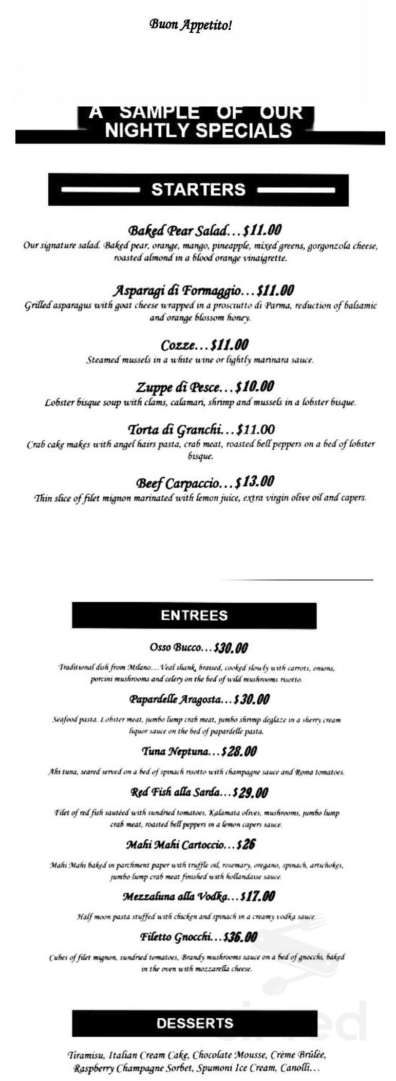 Da Vinci Ristorante Italiano menu in Katy, Texas, USA